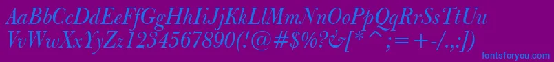 BulmerItalicBt Font – Blue Fonts on Purple Background