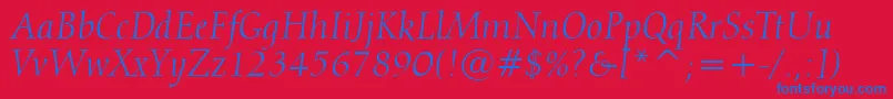 Police Calligraphic810ItalicBt – polices bleues sur fond rouge