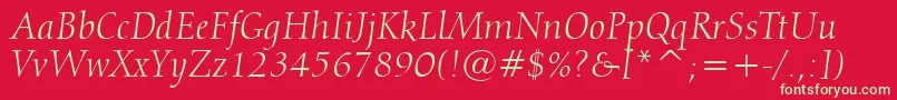 Calligraphic810ItalicBt Font – Green Fonts on Red Background