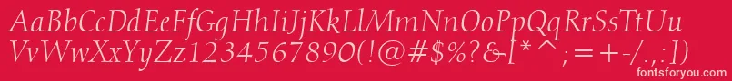 Calligraphic810ItalicBt Font – Pink Fonts on Red Background