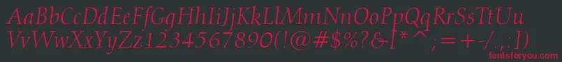 フォントCalligraphic810ItalicBt – 黒い背景に赤い文字