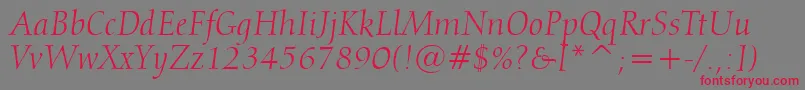Calligraphic810ItalicBt Font – Red Fonts on Gray Background