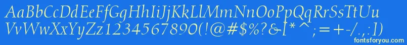 Calligraphic810ItalicBt Font – Yellow Fonts on Blue Background