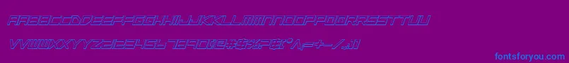 Czcionka LowGunScreenBoldItalic3D – niebieskie czcionki na fioletowym tle