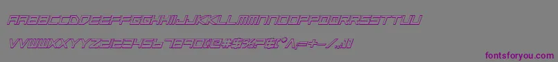Шрифт LowGunScreenBoldItalic3D – фиолетовые шрифты на сером фоне