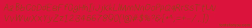 Numbbunnyita-Schriftart – Braune Schriften auf rotem Hintergrund