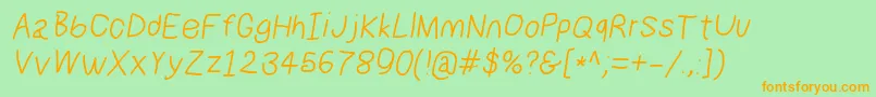 Numbbunnyita-Schriftart – Orangefarbene Schriften auf grünem Hintergrund