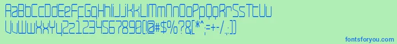 RaveNarrow-Schriftart – Blaue Schriften auf grünem Hintergrund