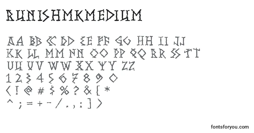 A fonte Runishmkmedium – alfabeto, números, caracteres especiais