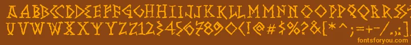 Runishmkmedium Font – Orange Fonts on Brown Background