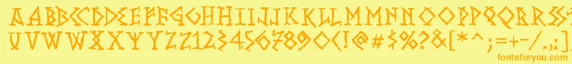 Runishmkmedium Font – Orange Fonts on Yellow Background