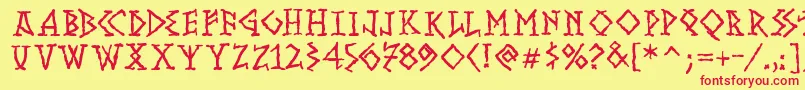 Runishmkmedium Font – Red Fonts on Yellow Background