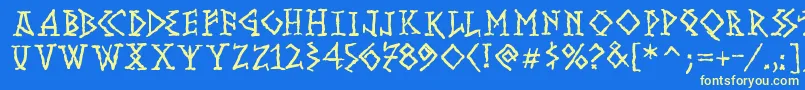 Runishmkmedium Font – Yellow Fonts on Blue Background