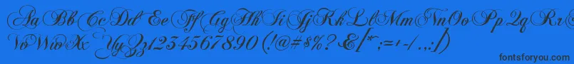 KbChopinscript-Schriftart – Schwarze Schriften auf blauem Hintergrund