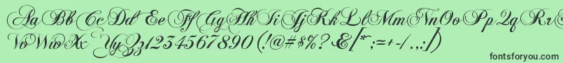 Fonte KbChopinscript – fontes pretas em um fundo verde