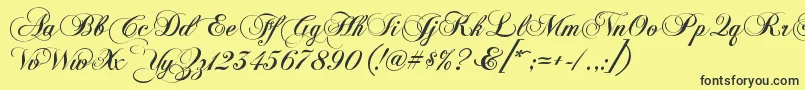 Fonte KbChopinscript – fontes pretas em um fundo amarelo