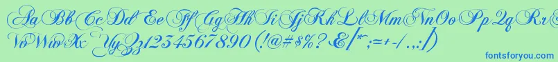 KbChopinscript Font – Blue Fonts on Green Background