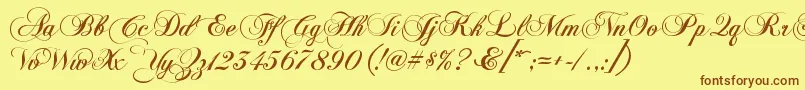 KbChopinscript Font – Brown Fonts on Yellow Background