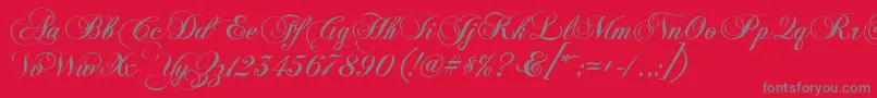 KbChopinscript Font – Gray Fonts on Red Background