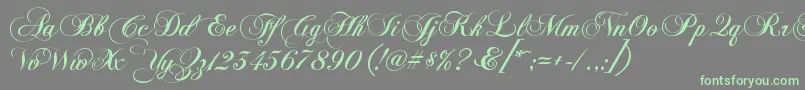 フォントKbChopinscript – 灰色の背景に緑のフォント