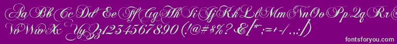 KbChopinscript Font – Green Fonts on Purple Background