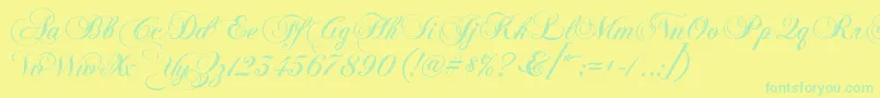 KbChopinscript Font – Green Fonts on Yellow Background