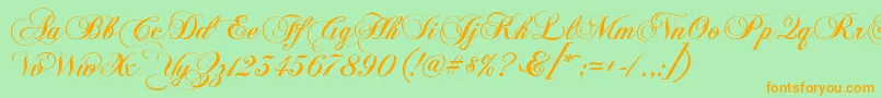 KbChopinscript Font – Orange Fonts on Green Background