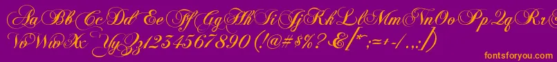 KbChopinscript Font – Orange Fonts on Purple Background