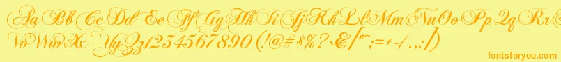 KbChopinscript Font – Orange Fonts on Yellow Background