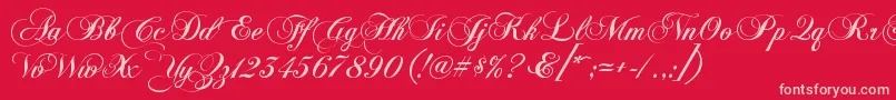 KbChopinscript Font – Pink Fonts on Red Background