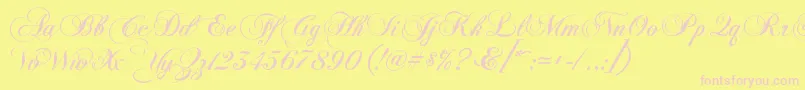 KbChopinscript Font – Pink Fonts on Yellow Background