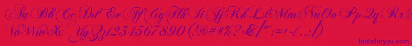 KbChopinscript Font – Purple Fonts on Red Background