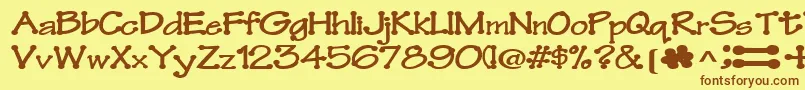Шрифт Feltpointnew35RegularTtext – коричневые шрифты на жёлтом фоне