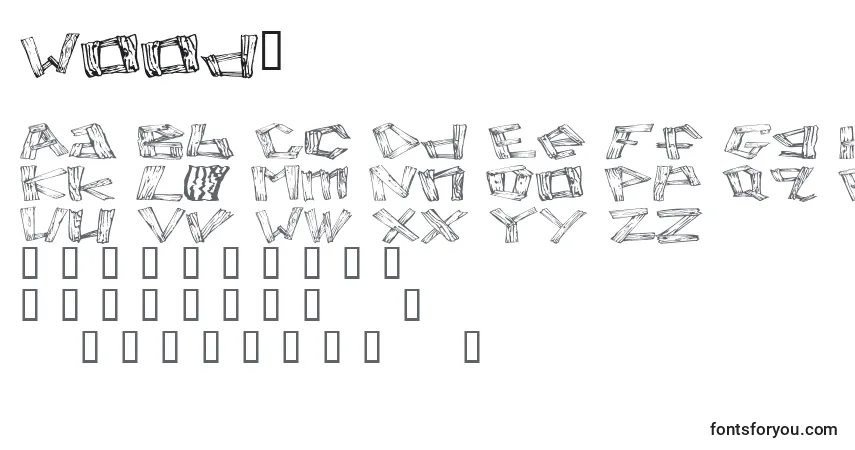 Czcionka Wood2 – alfabet, cyfry, specjalne znaki