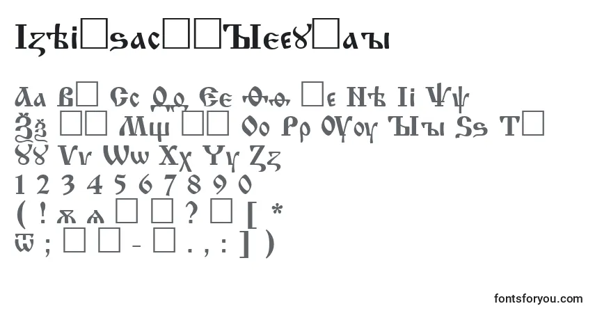 Czcionka IzhitsacttRegular – alfabet, cyfry, specjalne znaki