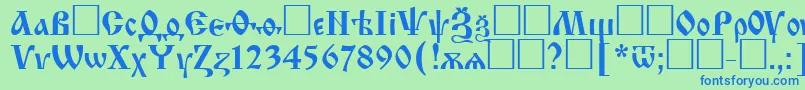 フォントIzhitsacttRegular – 青い文字は緑の背景です。