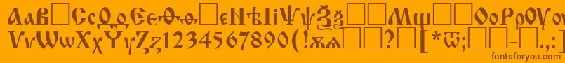 フォントIzhitsacttRegular – オレンジの背景に茶色のフォント