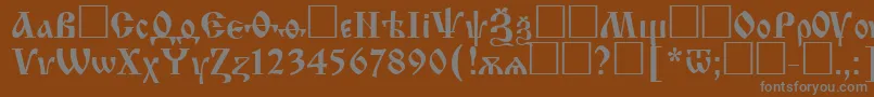 フォントIzhitsacttRegular – 茶色の背景に灰色の文字