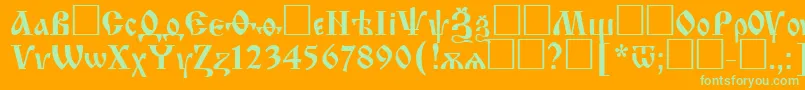 Шрифт IzhitsacttRegular – зелёные шрифты на оранжевом фоне