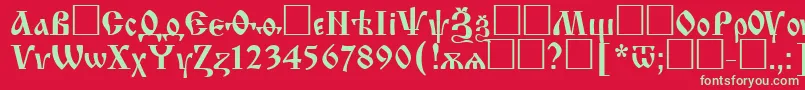 フォントIzhitsacttRegular – 赤い背景に緑の文字