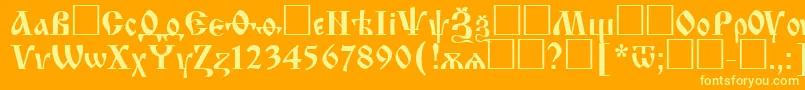 フォントIzhitsacttRegular – オレンジの背景に黄色の文字