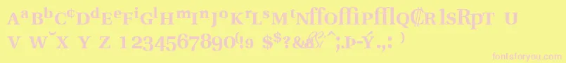 VeracityprosskBold-fontti – vaaleanpunaiset fontit keltaisella taustalla