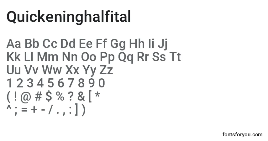Шрифт Quickeninghalfital – алфавит, цифры, специальные символы