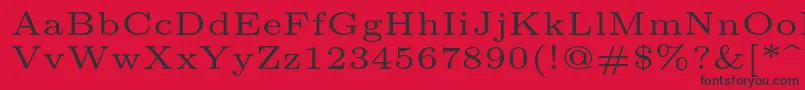 Lmroman5Regular-Schriftart – Schwarze Schriften auf rotem Hintergrund