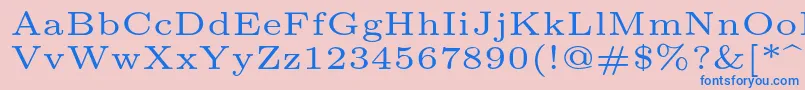 Lmroman5Regular-Schriftart – Blaue Schriften auf rosa Hintergrund