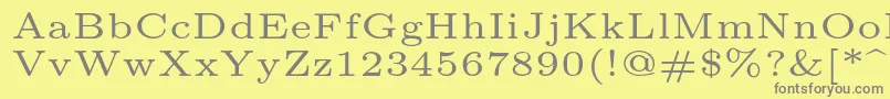 フォントLmroman5Regular – 黄色の背景に灰色の文字