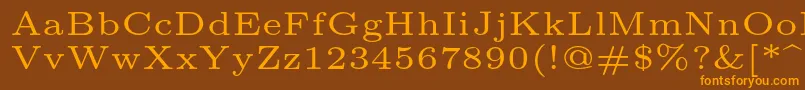 Lmroman5Regular Font – Orange Fonts on Brown Background