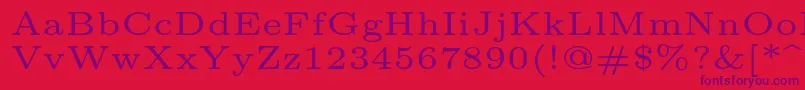 Lmroman5Regular-Schriftart – Violette Schriften auf rotem Hintergrund