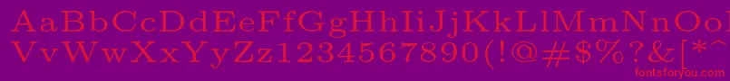 Lmroman5Regular-Schriftart – Rote Schriften auf violettem Hintergrund