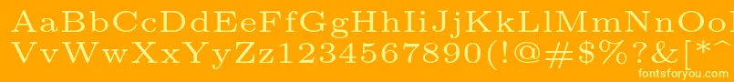 Lmroman5Regular-Schriftart – Gelbe Schriften auf orangefarbenem Hintergrund